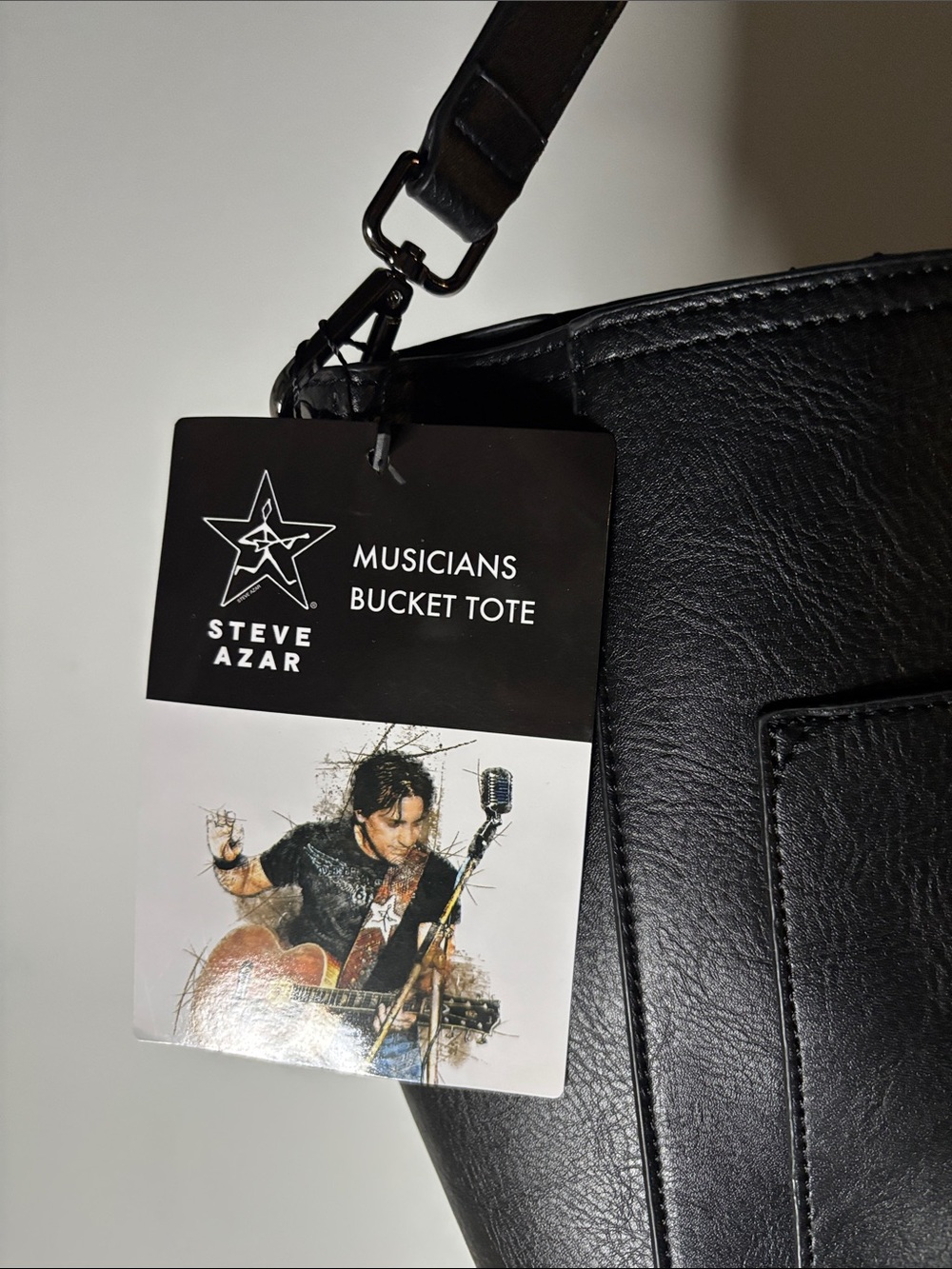 Steve Azar Musician Bucket Tote Black Leather Gorgeous Bag - Picture 4 of 8